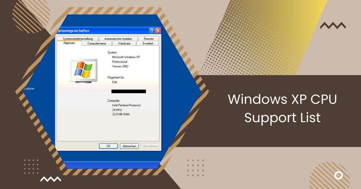 Windows XP CPU Support List