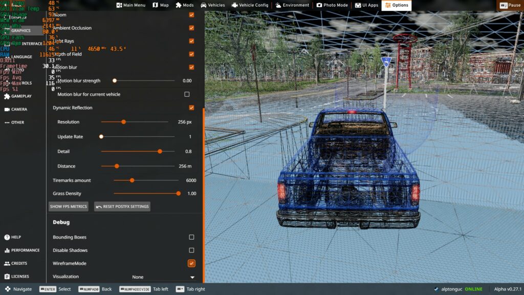 Factors affecting GPU performance in BeamNG